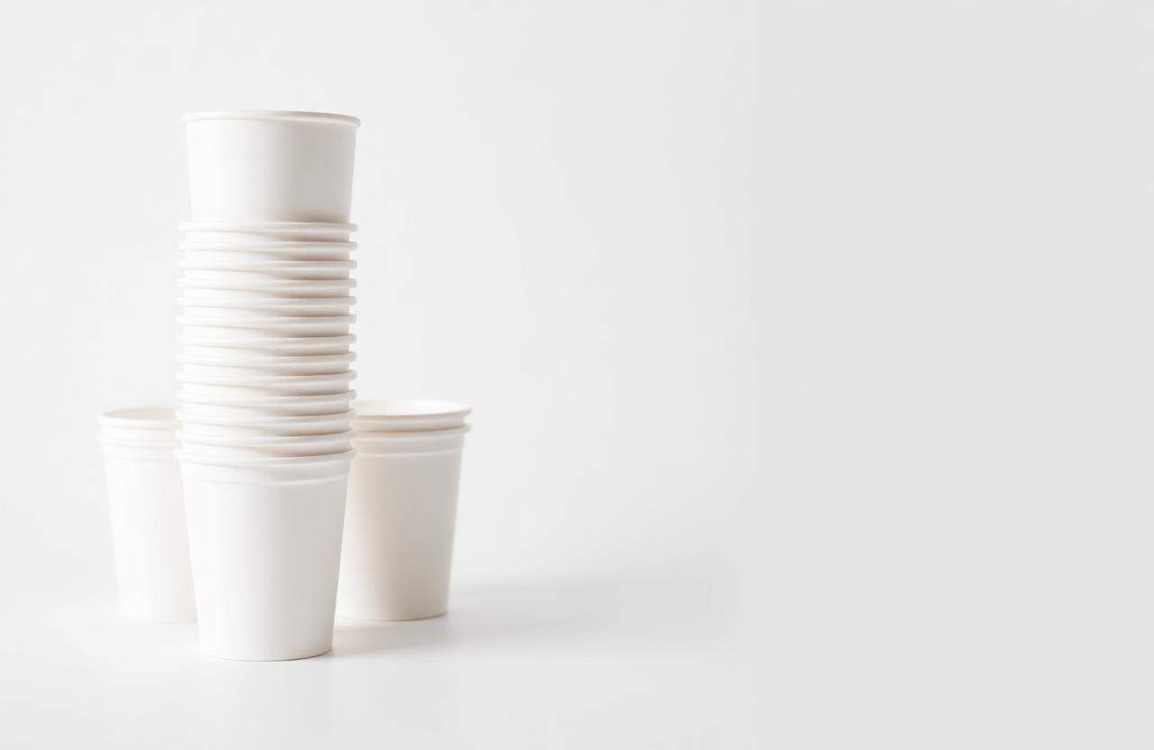 White paper coffee cups